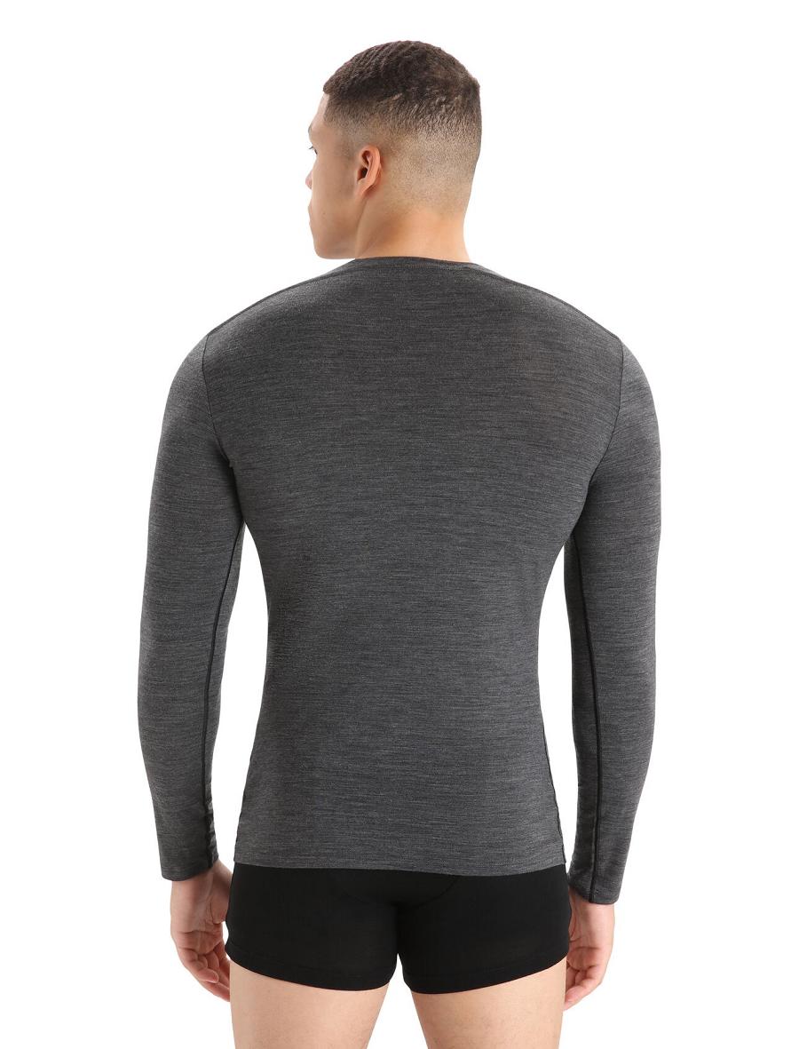 Sous Vêtement Icebreaker Merino Anatomica Long Sleeve Crewe T-Shirt Homme Noir Grise | FR 1291NWYB